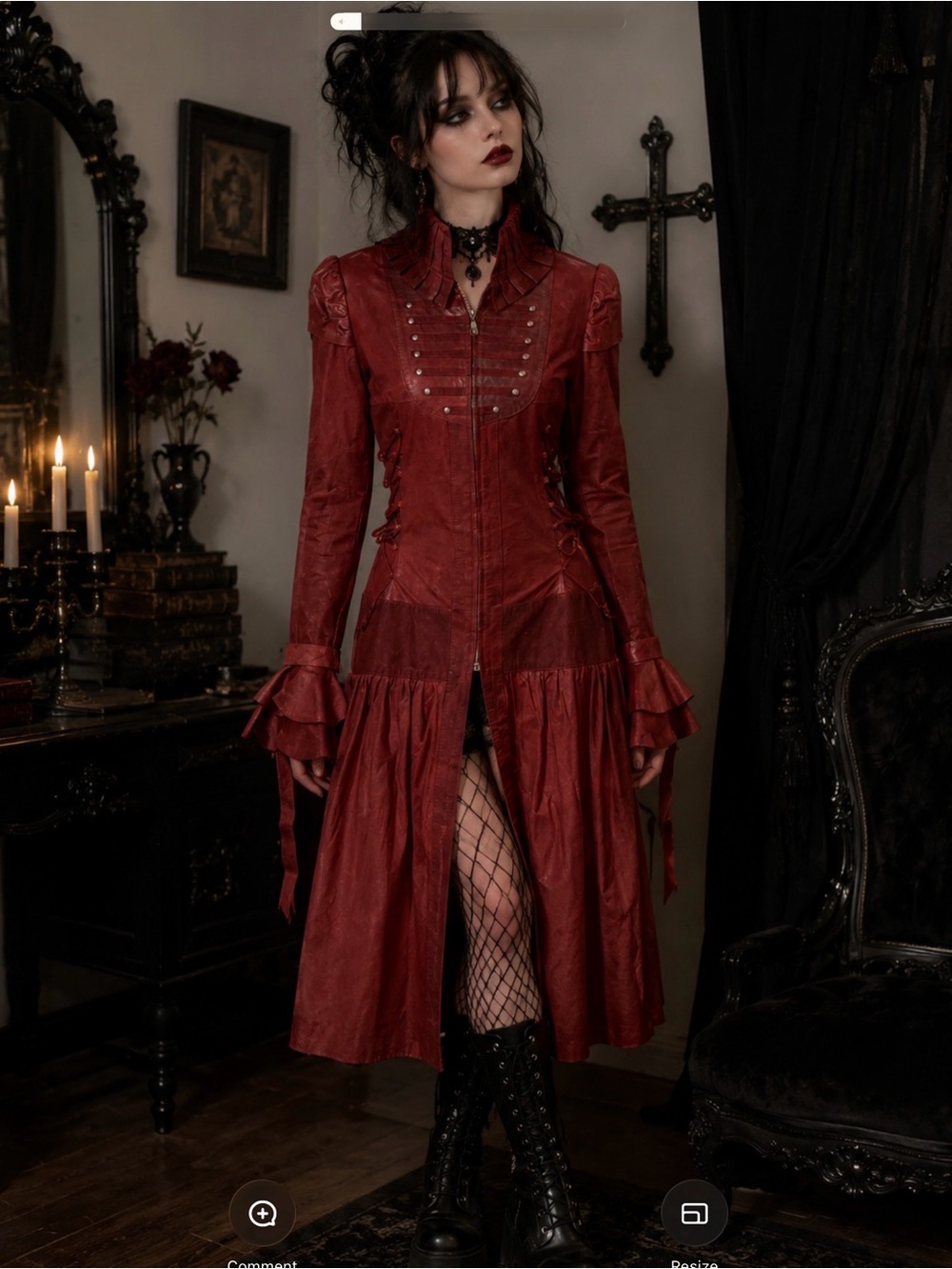✨HOST PICK✨IMPERO LONDON | Red leatherCorset  Dress/ Coat